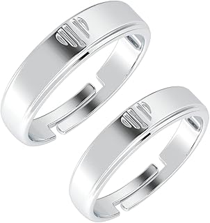 clara Pure 925 Sterling Silver Heart Adjustable Couple Band, Promise Rings for Lovers | Gift for Men and Women-picture-25