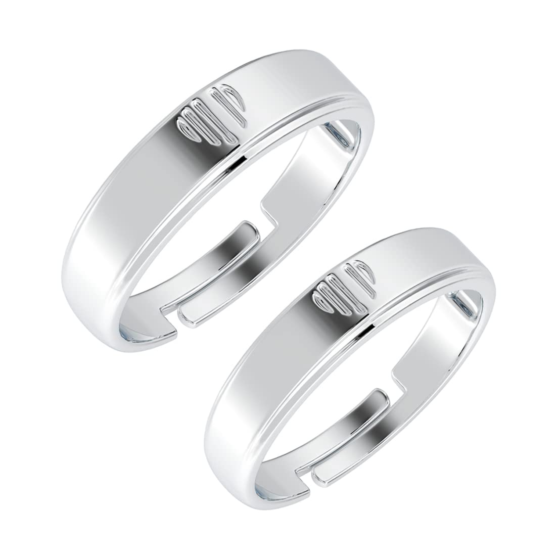 Pure 925 Sterling Silver Heart Adjustable Couple Band, Promise Rings for Lovers | Gift for Men and Women