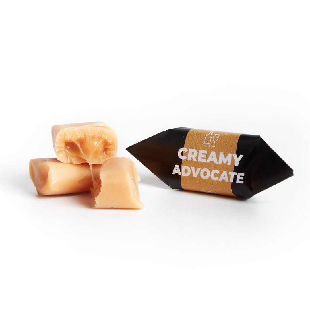 Traditionelle Karamellbonbons - Frisch Fudge - Geschmack: Cremiger Eierlikör - Mr Fudgesto Süßigkeiten aus Karamell - Kuhbonbon - Box 900 g
