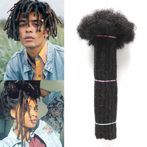 Alaleibaby0.6cmThickness 6 Inch 20 Strands Real Human Hair Dreadlock Extensions for Man/Women Full Head Handmade Permanent loc Extensions Bundles Can Be Dyed Bleached Curled and Twisted
