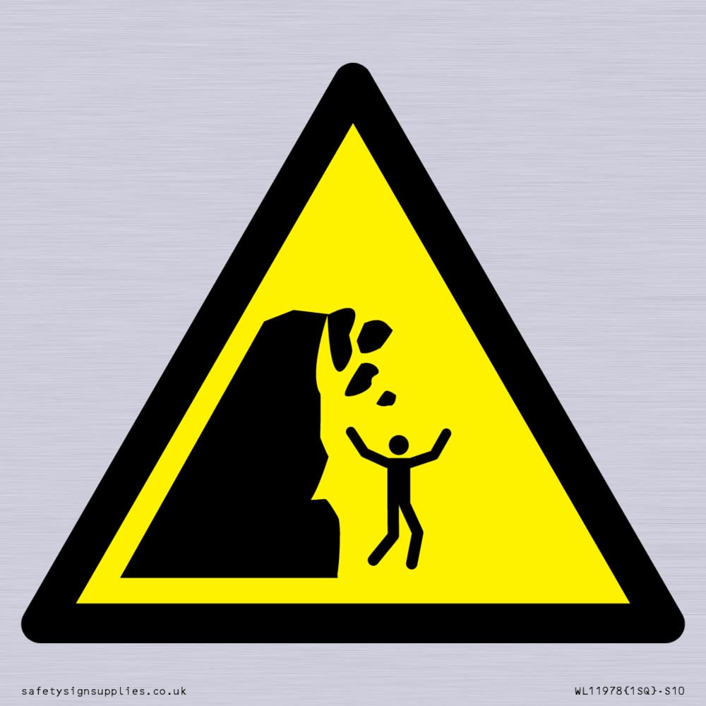 W053 Warning: Unstable cliff Sign - 100x100mm - S10