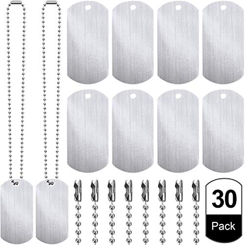 30 Pieces 2 x 1 Inch Aluminum Blank Tags Stamping Tag Pendants Shield