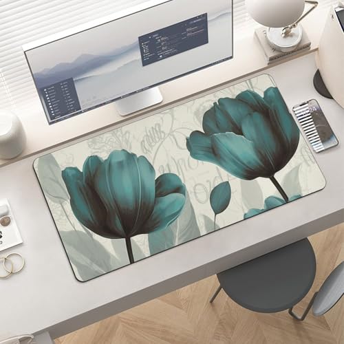 Desk Pad Protector 24x12 Inch Extended Flower Keyboard Mouse Mat miniatura 6
