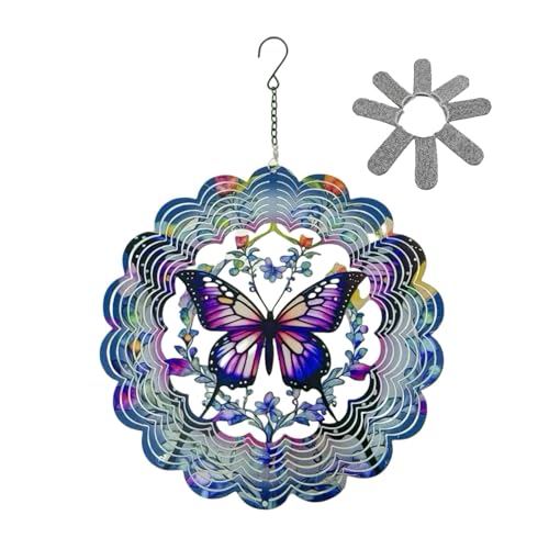 Wind Spinners Outdoor Hanging, 12 * 12 Inches,Stainless Steel Hanging Butterfly Butterfly Decorations,Great for Adding an Accent to The Garden Yard/Indoor/Outdoor/Garden（1pcs）