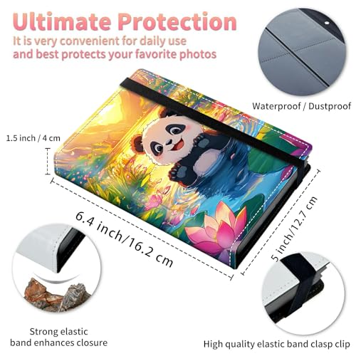 Image of Wedding Albums 4x6 120 Pockets Photos with Strong Elastic Band, Small Mini Albums Sheet Protector Folder for Photos, Album for Family Anniversary Women Men Baby Vacation Gift, Lotus Panda