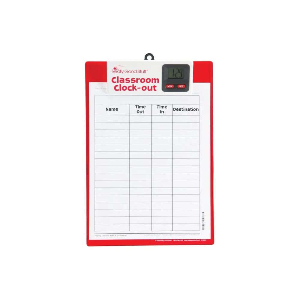 Buy Really Good Stuff Classroom ClockOut Clipboard Keep Track of Students with SignOut/Sign