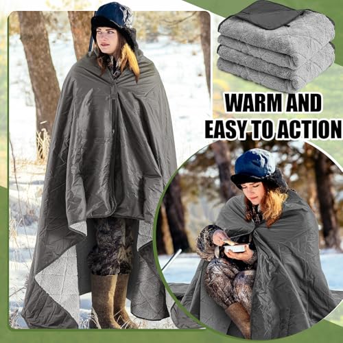 Image of Large Waterproof Woobie Blanket with Sherpa Lining, Black, 1 Pc