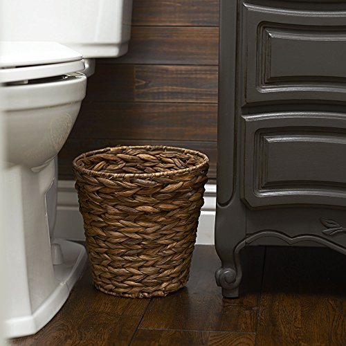 Household Essentials Woven Water Hyacinth Wicker Waste Basket, Natural - Image 3