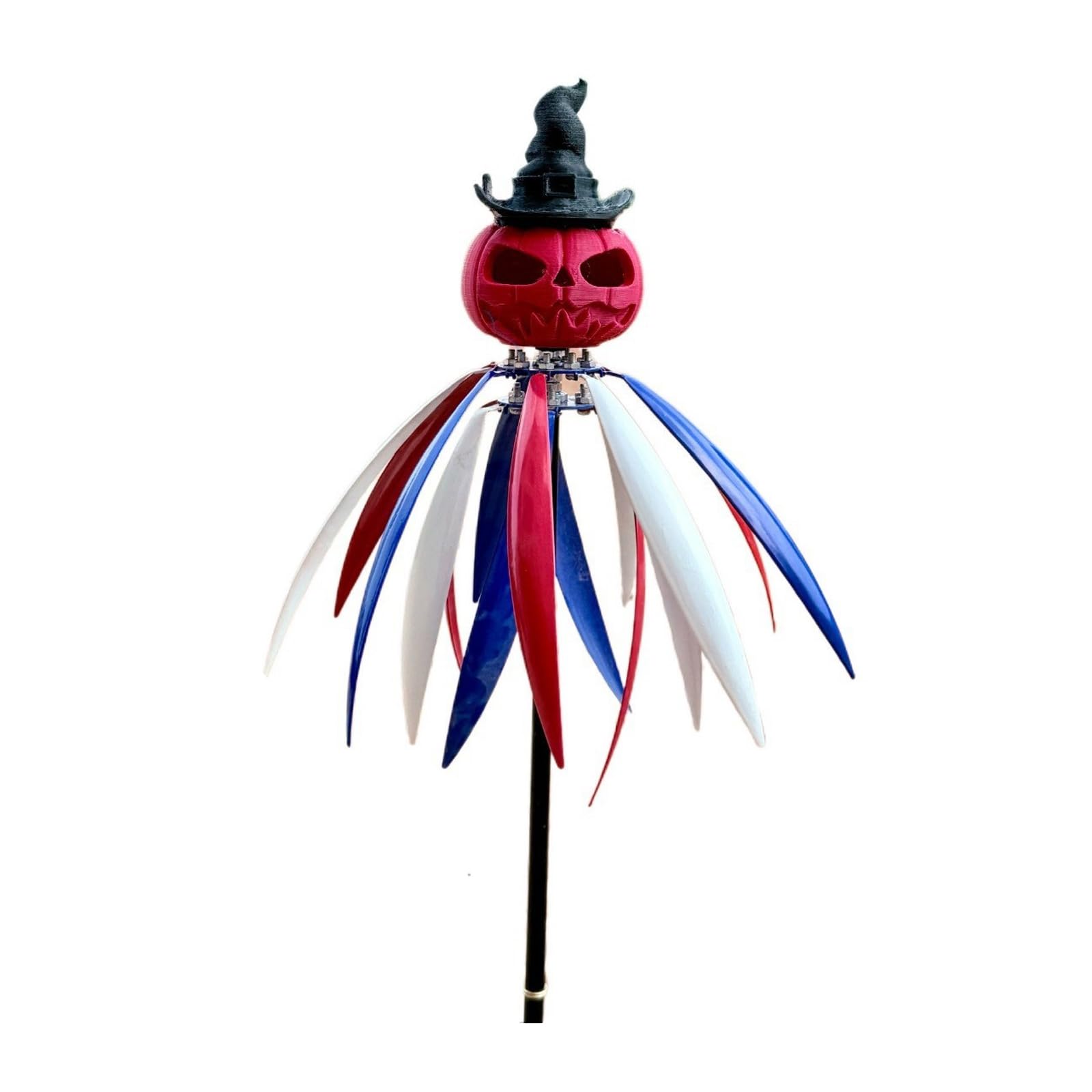 Rotating Skull Pumpkin Windmill Metal Spinner Halloween Decoration for Garden Patios Cemetery Decorations Metal and Windmill