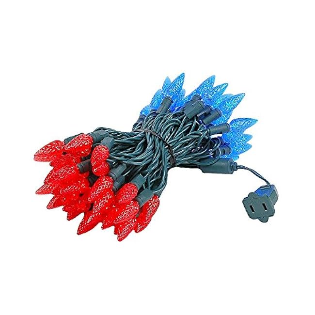 Novelty Lights 24FT 70 LED C6 LED Christmas String Lights, Outdoor Christmas Tree Commercial Grade LED String Lights, Permanent Christmas Lights Outdoor Tree Decorations Outdoor (Blue/Orange)