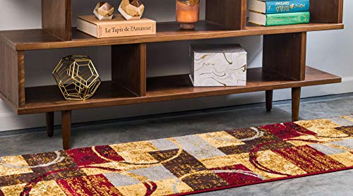 Image of Unique Loom Barista Collection Area Rug - Kouillou (2' 2 inch x 6' 1 inch Runner, Multi / Brown)