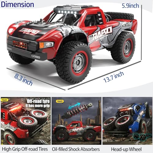 Image of RC Cars 1:14 RC Truck 30 MPH 4WD Remote Control Car All Terrain Trophy Car for Adults Boys Teens Fast 50 Mins Play Off-Road RC Buggy Big Short Course Monster Truck with 2 Batteries (RTR)