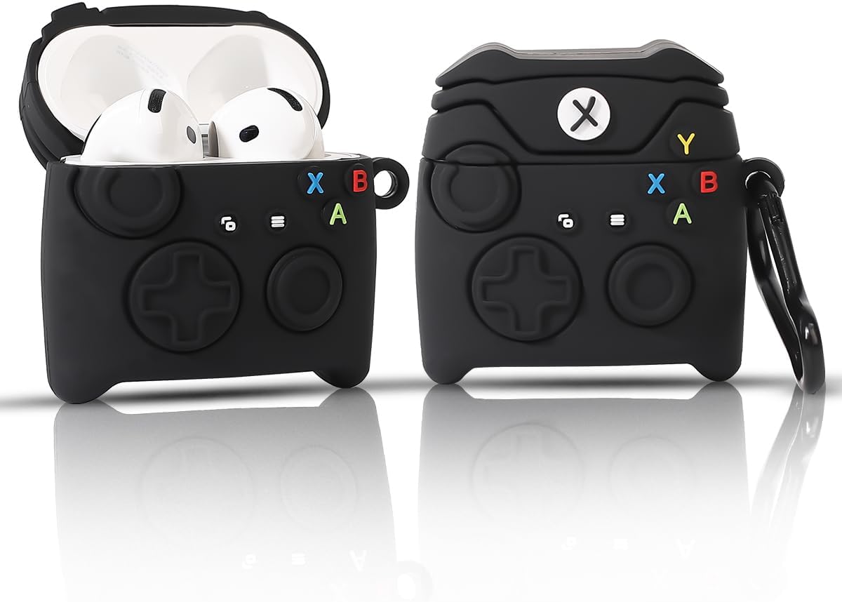 Compatible with Apple Airpods 4 Protective Funny Cute 3D Cartoon Case Cover with Keychain (Gamepad White) image 5
