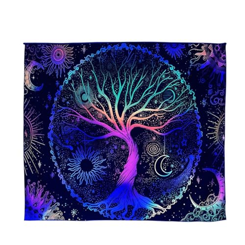 Tapices de Árbol de la Vida, Tapiz para Colgar en la Pared Bohemia, para Colgar en la Pared, Tapiz de Mandala Psicodélico para Sala de Estar, Habitación, Dormitorio, Multicolor, 100 * 150 cm