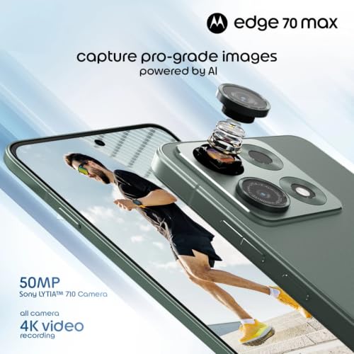 Image of Motorola Edge 70 Max (Pantone Aqua Gray, 8GB RAM, 256GB Storage) | Snapdragon 8 Gen 5 Processor | 50MP + 8MP Dual Camera | 32MP Selfie Camera | 7100mAh Battery |