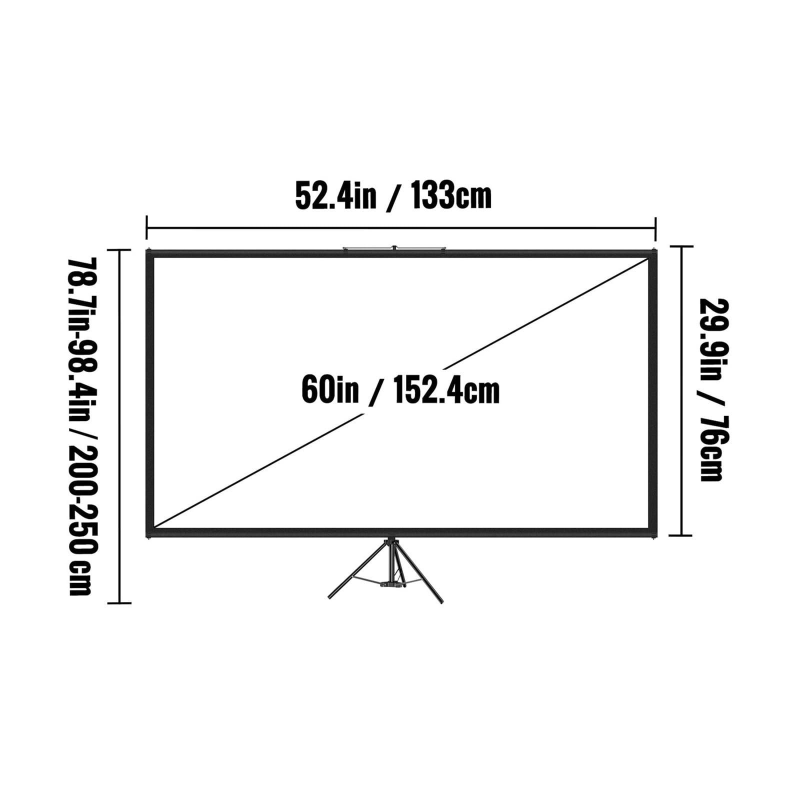Ekran projektora, 60 70 80 90 100 110-calowy ekran projekcyjny na statywie ze stojakiem 16:9 4K HD przenośne kino domowe do projekcji w pomieszczeniach i zewnątrz dla Kina Domowego(100 inch)