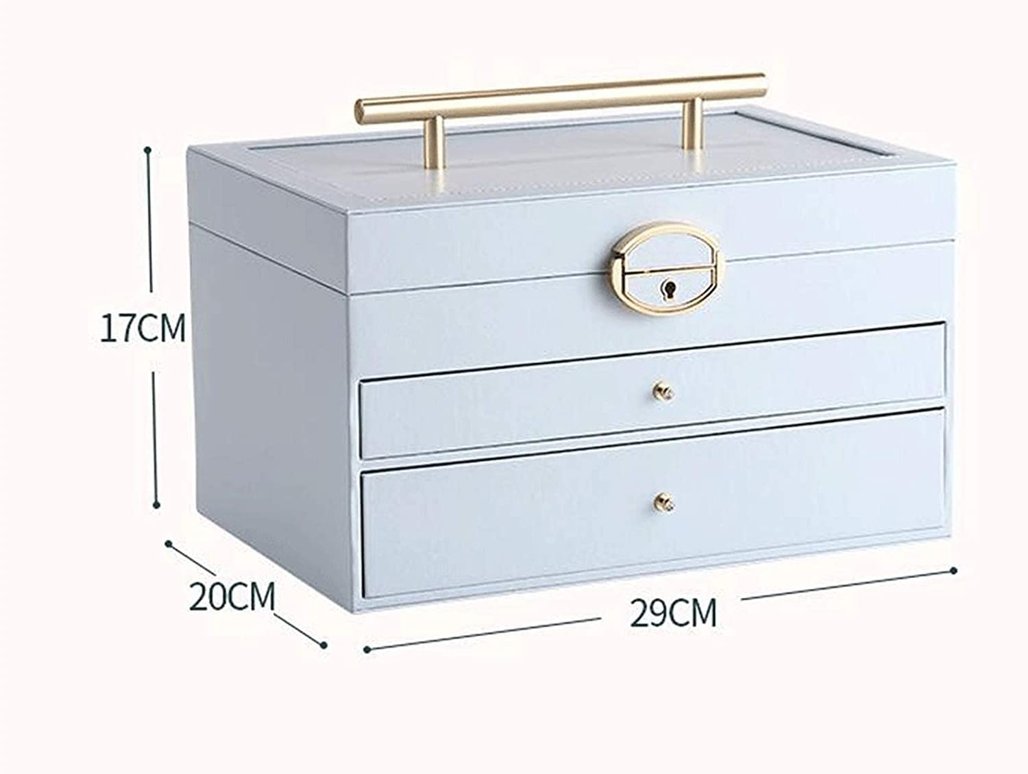 Caja De Joyería Caja Organizadora De Joyería De Cuero PU Para Mujer, Caja De Almacenamiento De Joyas De Viaje Con Cerradura Y Llave Para Collar, Pendiente, Anillo, Pulsera Organizador De Joyas(White)
