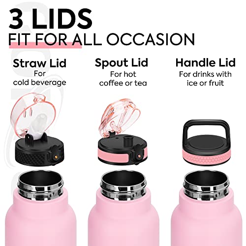 GOPPUS 750ml/26oz Stainless Water Bottle with Straw Double Wall Insulated Bottles with Strap Reusable Vacuum Thermal Flask Leakproof Keep Cold Drinks Bottles with Flip Top Lid for Men Women BPA Free - Image 3