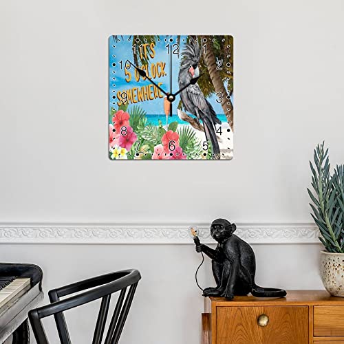 Horloge murale en bois perroquet 30cm déco rustique - 4