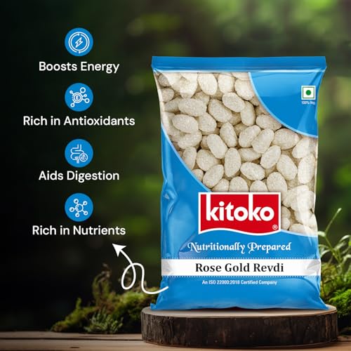 Image of Kitoko Rose Gold Revadi | Sweet Sugar Revadi | Fresh and Crunchy Rewari | Til Sweets | Sesame Candy 200g (Pack of 2)