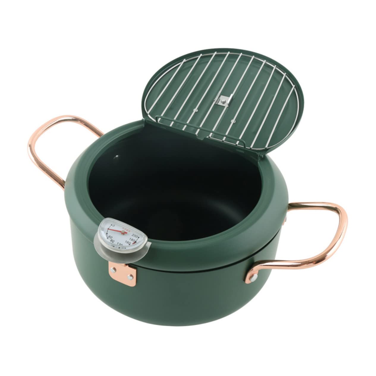 GLEAVI Non-stick Japanese Fry Pot Temperature Measuring Deep Fryer Pan Mini Frying Pot Drainage for Tempura Deep