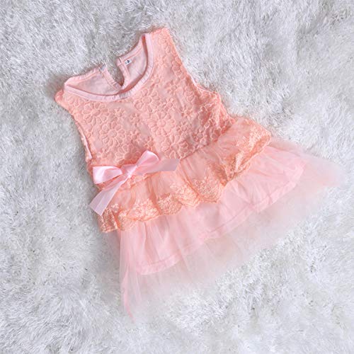 Vestido de tule sem mangas para bebês meninas tamanho 4 (rosa), rosa, L