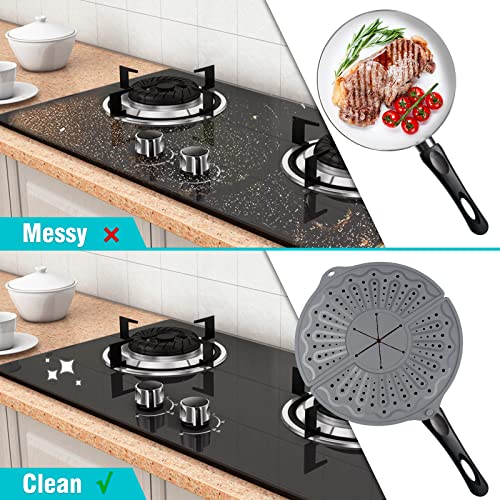 Image of Foldable Silicone Splatter Screen for 10-12 inch Pans, BPA-Free, Gray | Foldable Splash Guard, Multi-Use Grease Splatter Guard /Trivet Mat,Non-Stick Oil Splatter Guard, Dishwasher Safe