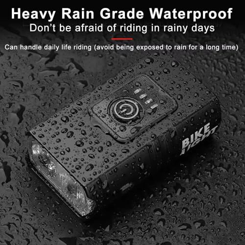 Image of USB Rechargeable LED Bike Bicycle Light with Super Bright Headlight, Waterproof Aluminum Body - Compact Black Front Light - Ideal for Night Riding, Road & Mountain Cycling