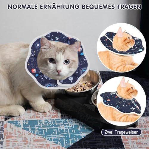 Halskrause Katze Weich & Wasserdicht, Katzenkragen nach OP - Halskrausen für Katzen & Hunde, Einstellbar mit Klett, 3 Größen (XS, S, M)