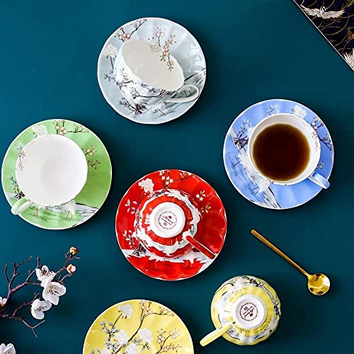 Kubek do kawy z zestawem spodków, cienka porcelana kostna, 230 ml na latte i herbatę, idealny na imprezy i dawanie prezentów