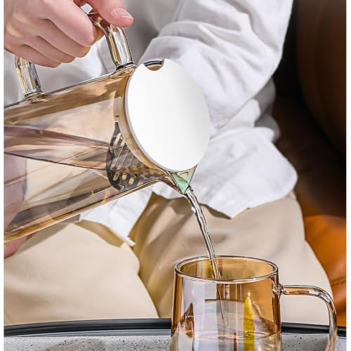 Image of Martvia Premium Juice and Water Brown Glass Pitcher jug with Lid 1.8 Liter Romantic Style jugs with Handle Pitcher for Serve, Milk, Lassi, Cocktail, Ideal for Gift Beverage Carafes (NP - 05)