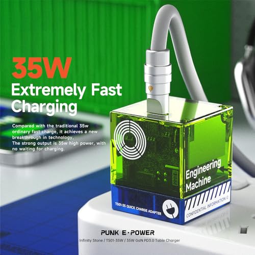 Image of 35W Fast Charger - USB-C GaN Power Adapter with Foldable Pin, Sense Type-C Fast Charging for Multi Compatible Devices (Time Green)
