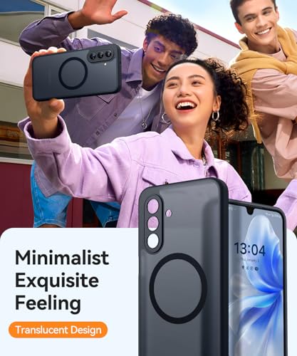 Image of CANSHN Designed for Samsung Galaxy A17-5G Case [Full Camera Protection] [Compatible with Magsafe] Translucent Matte Back Protective Phone Cover, Black