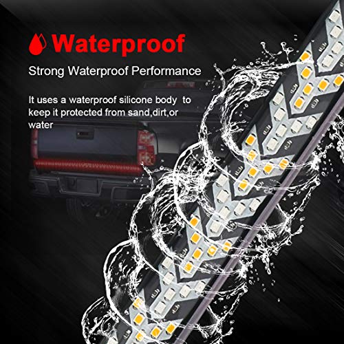 LncBoc Tailgate Light Bar 60 Inches Side Bed Light Strip 3528-450Led Waterproof Ip67 5-Function Brake, Running, Hazard and Turn Signal Light&Scanning Functions for Pickup Trailer Car Towing Vehicle
