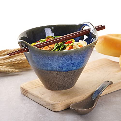 Whjy 20Oz Ceramic Japanese Ramen Bowl Set,With Chopsticks & Spoon, Porcelain Bowl For Soup, Noodle, Udon And Soba, Noodle Bowl #TOP3