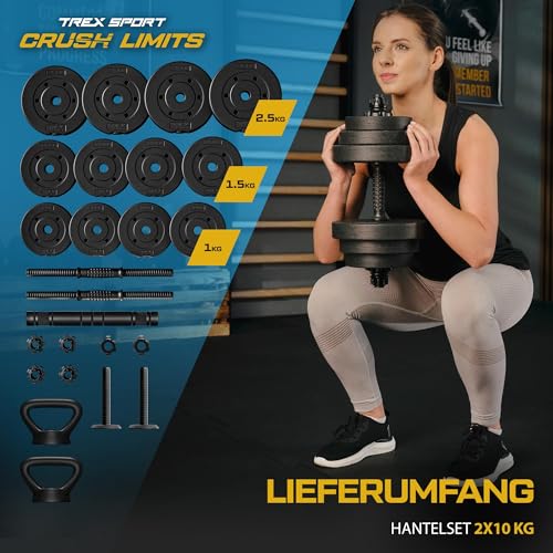 Hanteln Set | 4in1 Set Kurzhanteln Langhantel, Liegestütze & Kettlebell | 20kg 40kg Hantelset Dumbbell Set mit Verbindungsrohr – Bild 4