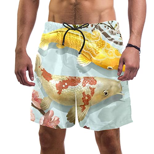Maillot de bain homme carpe japonaise et fleurs cerisier short de plage séchage rapide