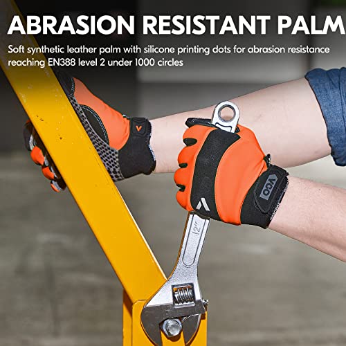 Vgo... Work Glove Touchscreen with Silicone for Antislip,Utility Gloves for Delivery HGV Light Duty(Size XL,Orange,SL7895,1Pair) - Image 4