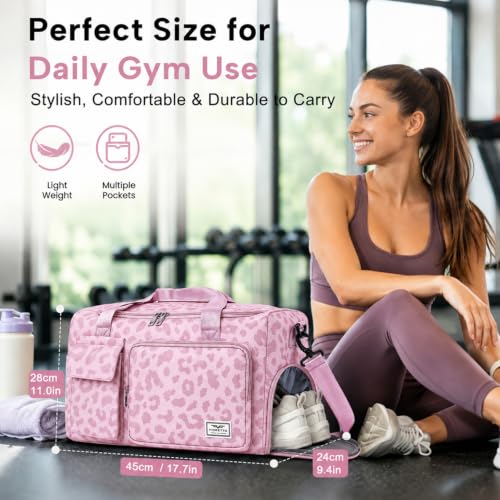 Image of FIORETTO Women's Gym Duffle Bag with Shoes Compartment, 30L Capacity, Ideal for Travel, Gym, Sports, Duffel, Weekender