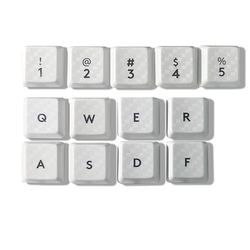PBT高級素材、ロジクールLogitech G913/G815/G813/G915 TKL RGB メカニカルゲーミングキーボードに適用。 (炭素繊維模様13キーキャップ,ホワイト)