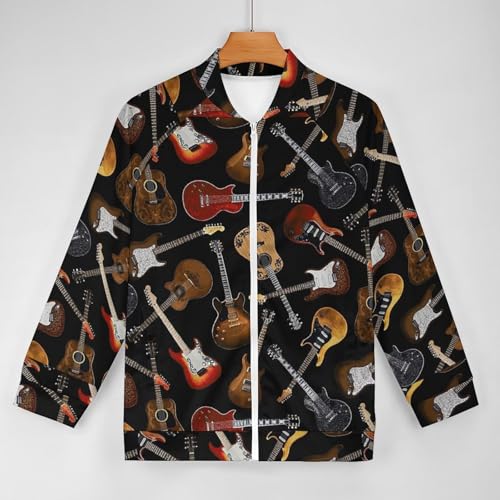 Guitars Pattern Men's Lightweight Jacket Casual Fashion Windbreaker Zip Up Coat3