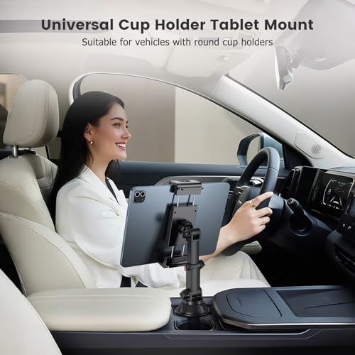 PLDHPRO Tablet Holder for Car Cup Phone Stand Mount 360° Rotation with Adjustable Arm Compatible with iPad Galaxty Tab/Z Fold 5.1''-15.6'' Phones Tablets, Vehicle Travel Essentials Accessories by PLDHPRO - Image 2