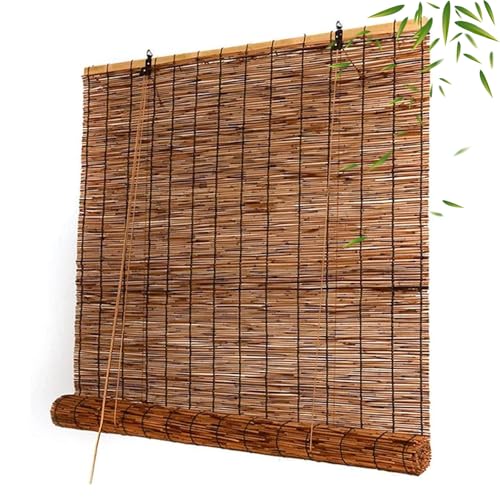 Natural Bamboo Roller Blind Outdoor Indoor Bamboo Roll Up Window Blind With Lift Blackout Roman Blinds Customize For Windows Patio Porch Indoor Outdoor 55 60 100 115 120 130 140 150 160 170cm