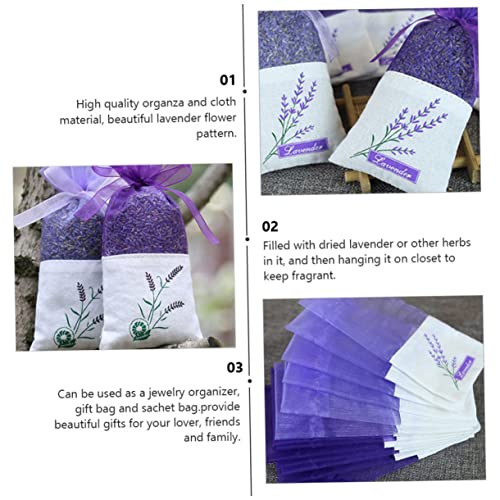 22 bolsas de sachet lavanda con organza y patrón floral miniatura 5
