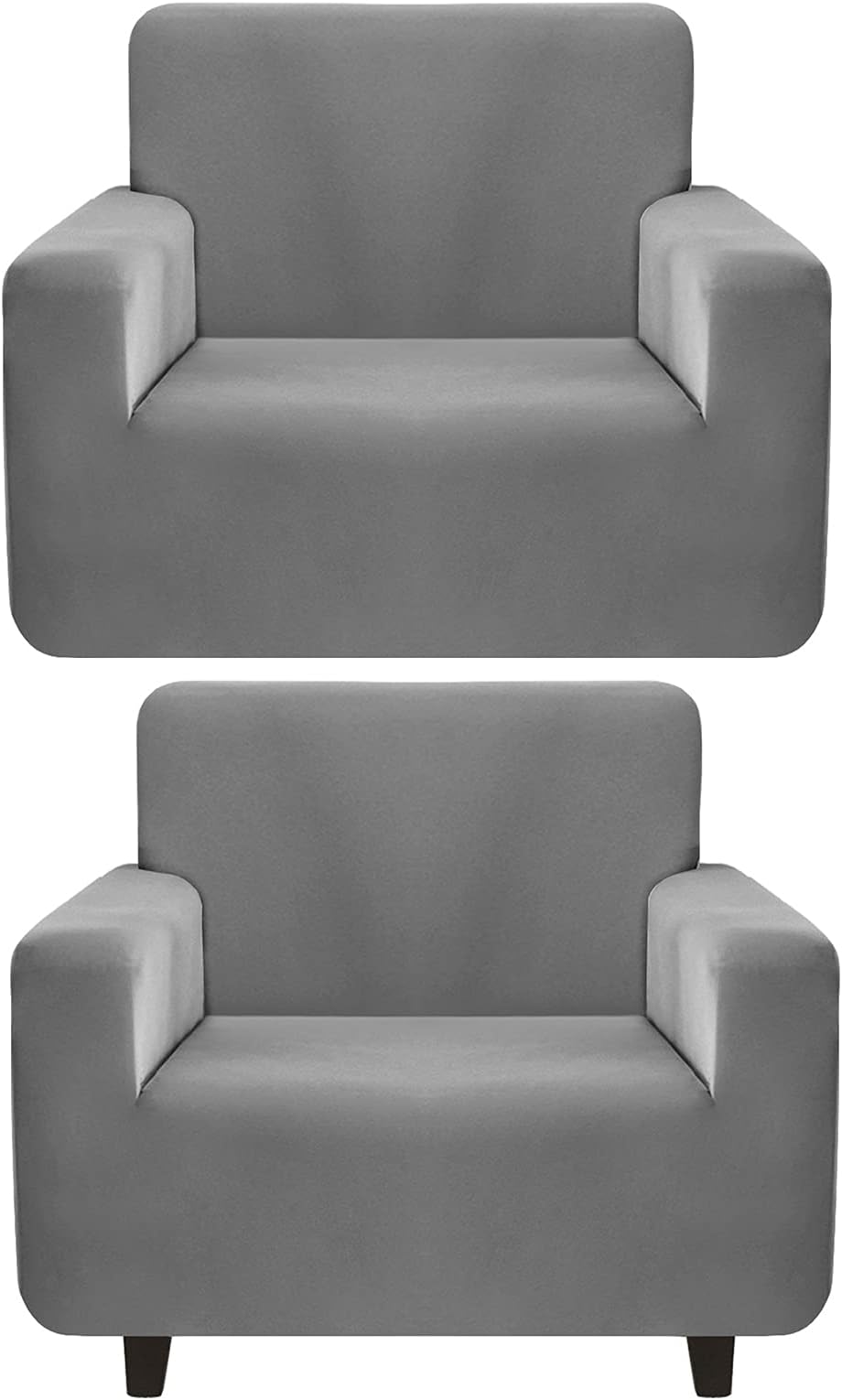 LANSHENG Set of 2 Sofa Covers L Shape Sofa Throws Sectional Sofa Cover 1 Piece Sofa Cover Elastic Sofa Cover Stretch Corner Sofa Protector for 1/2/3/4/5/6/7/8 Seater(Light Grey, 1 Seater+1 Seater)