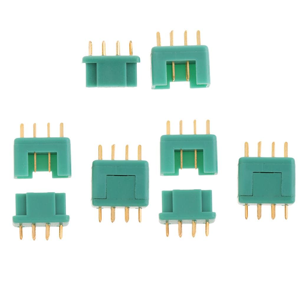 5 Pairs Gold-Plated MPX 6 Pin Connectors 40A for RC Lipo Battery -, Low Resistance - ESC Battery Connector Kit - Green Multiplex RC Parts