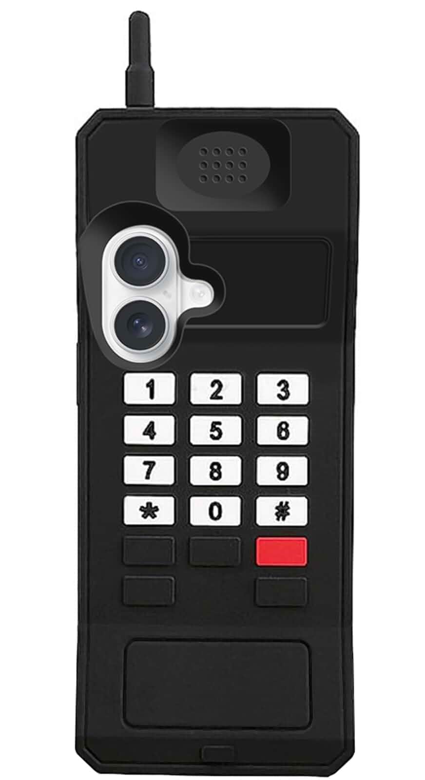 UnnFiko 3D Silicone Case Compatible with iPhone 17, Retro Classic Creative Soft Rubber Bumper Cover Cool Fun Thick Protective Stand Case (Retro Cellphone Black, iPhone 17)