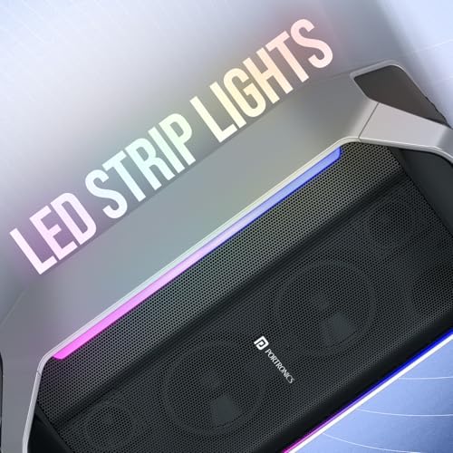 Image of Portronics Dash 13 150W Portable Party Speaker with Wireless Karaoke Mic, 6 Hours Playtime, Bass Boost Technology, TWS Mode, RGB LED Lights, BT V5.3, USB /AUX in, Sturdy Metal Handles, Type C Charging