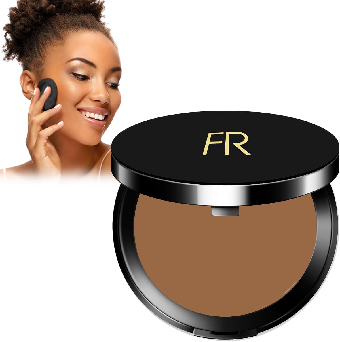 – Luxury Oil Blotting Pressed Powder by Flori Roberts, Long Lasting Oil and Shine Control, Flawless Complexion for Women of Color or Deeper Skin Tones