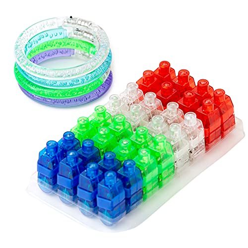 LED Finger Lights 32 Pcs and Luminous Bracelets 6 Pcs Finger Ring Glow Sticks for Kids Adults Bright Party Favors Party Supplies for Holiday Light up Toys Assorted Color